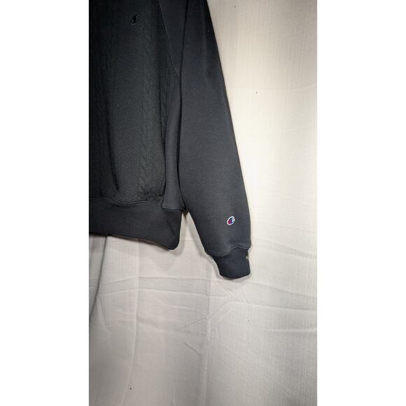Champion Womens Reverse Weave Sweater Hoodie M Faux Cable Stitch Black PacSun - Picture 5 of 8